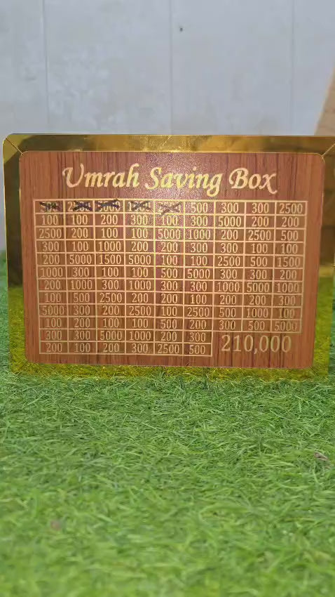 Umrah Saving Box – Best Quality Umrah Saving Box – Umrah Saving Box Wooden Money Box For Umrah – 210,000