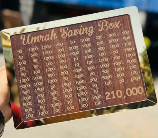 Umrah Saving Box – Best Quality Umrah Saving Box – Umrah Saving Box Wooden Money Box For Umrah – 210,000